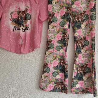 128 - Mini girl set tijgerprint roze (0824ger1)