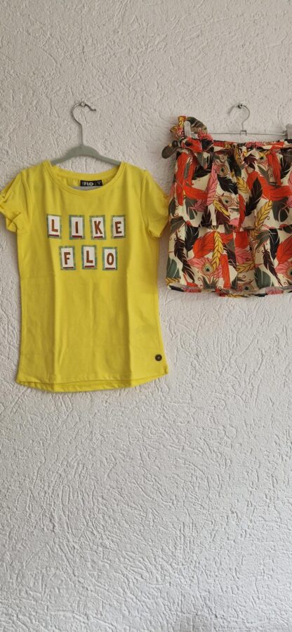 134 - Like Flo rok shirt geel en scrunchie (0824ger1)