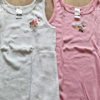122 128 - C&A Disney hemdjes wit/roze (0824ger1)