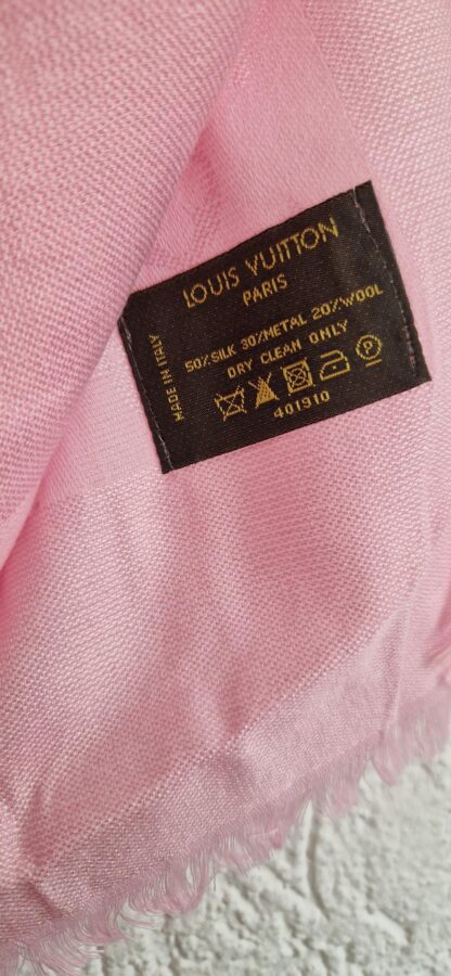 Zijde sjaal met wol poederroze Louis Vuitton (0924meg14) - Afbeelding 5
