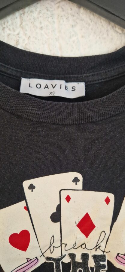 XS - Loavies shirt zwart kaartprint (0924meg15) - Afbeelding 4