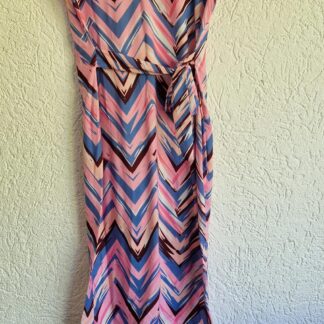 164 - Jurk strepen diagonaal roze blauw (0924meg16)