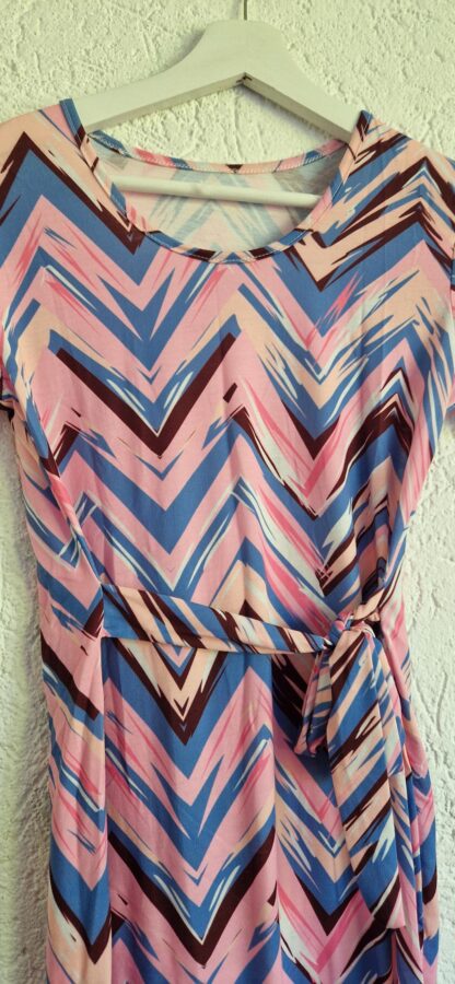 164 - Jurk strepen diagonaal roze blauw (0924meg16) - Afbeelding 3