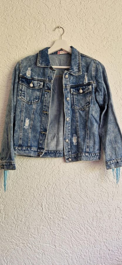 152 - Jeans fashion spijkerjas vlinders (0924meg18) - Afbeelding 2