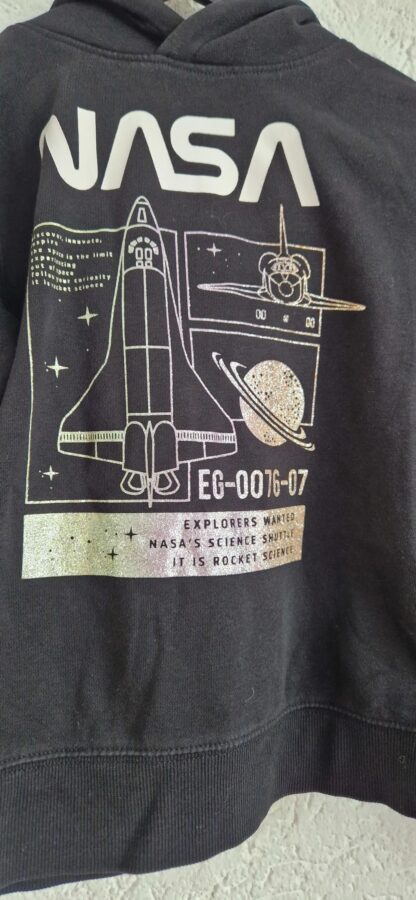 134 140 - H&M hoodie zwart nasa (1024bak) - Afbeelding 3