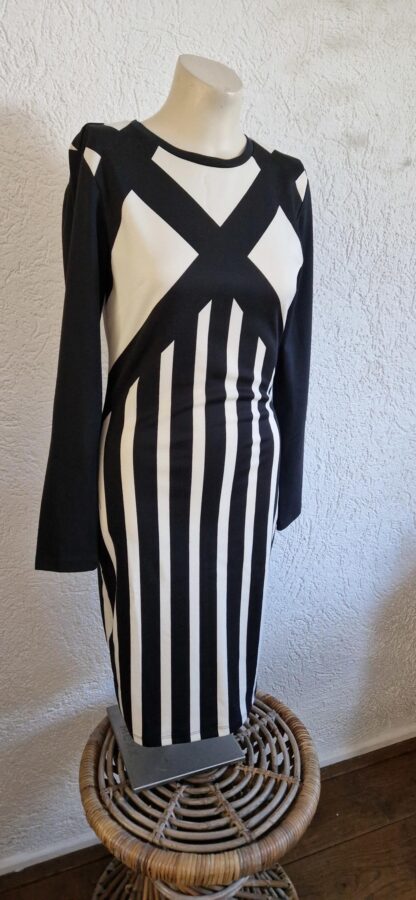 S - H&M jurk zwart wit nieuw (1024may2) - Afbeelding 3