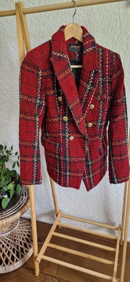 38 - Attentif blazer tweed rood werkje (1024ab1) - Afbeelding 3