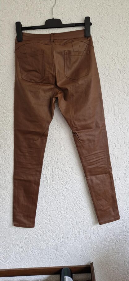 38 - Bruine vegan leren broek (1024ab1) - Afbeelding 4