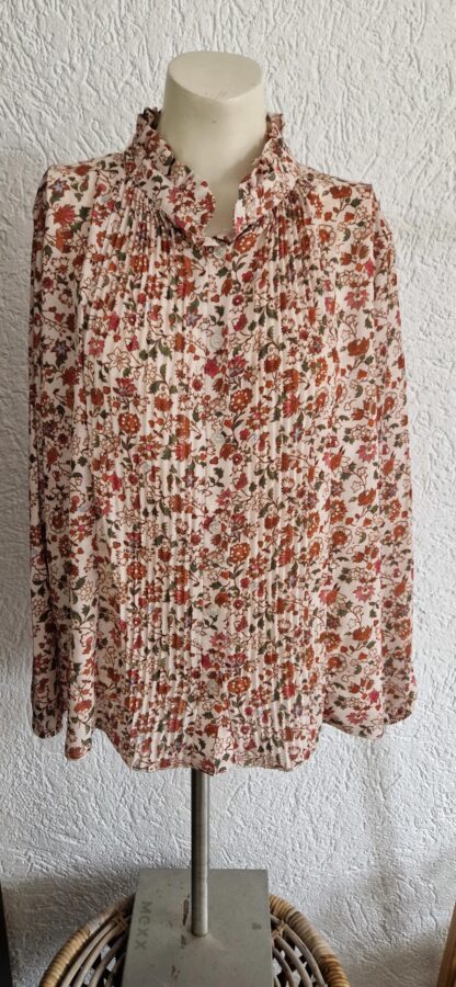 M - Senes blouse plooien bloemen (1024ab1)
