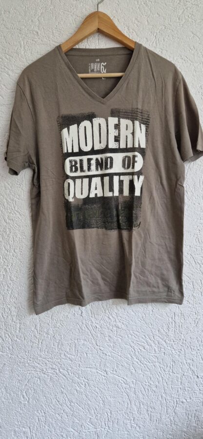 L - WE shirt lichtbruin tekstprint (1024ab2)
