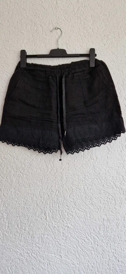 M/L - Linnen zwarte korte broek (1024ab2) - Afbeelding 2