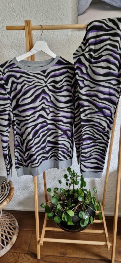 M - Fleece relaxpak grijs paars (1024ab2)