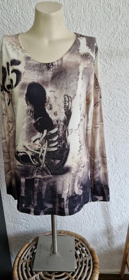 S - Missy shirt zwart grijs gymp (1024ab3)