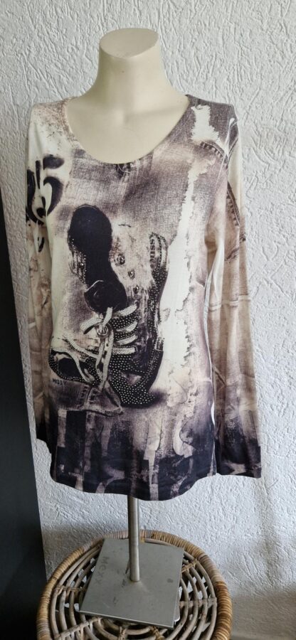 S - Missy shirt zwart grijs gymp (1024ab3) - Afbeelding 3
