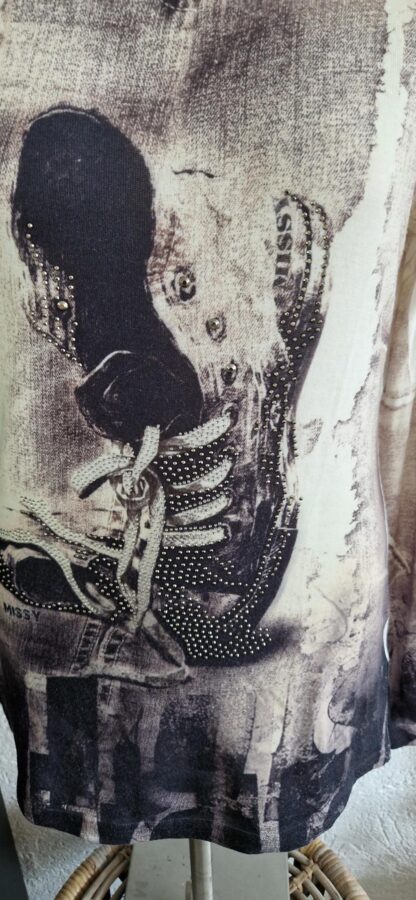 S - Missy shirt zwart grijs gymp (1024ab3) - Afbeelding 4