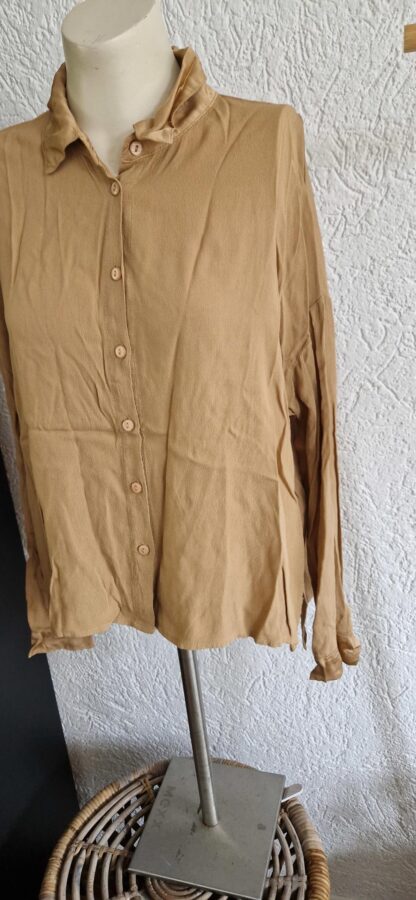 S - Simple blouse lichtbruin (1024ab4)