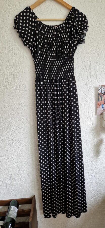 M/L - E&D maxi jurk zwart wit (1024ab4)