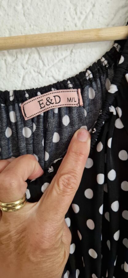 M/L - E&D maxi jurk zwart wit (1024ab4) - Afbeelding 5