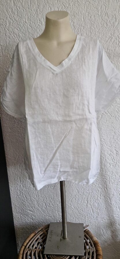 M - Natacha shirt wit linnen (1024ab4)