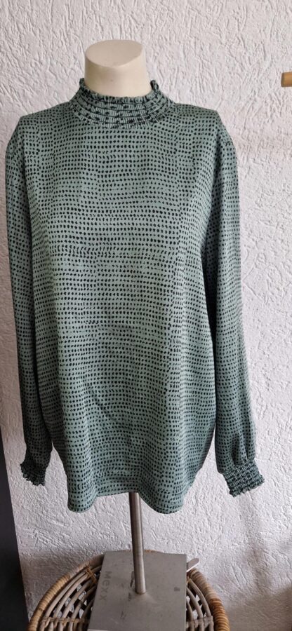 40 - Vila blouse groen zwart (1024ab5)