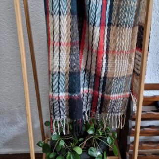 Sjaal acryl groen beige rood (1024ab5)