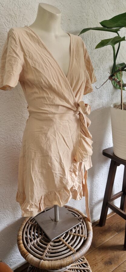 M -Shein jurkje beige ceintuur (1024kel2) - Afbeelding 3