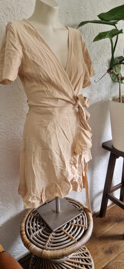 M -Shein jurkje beige ceintuur (1024kel2) - Afbeelding 4