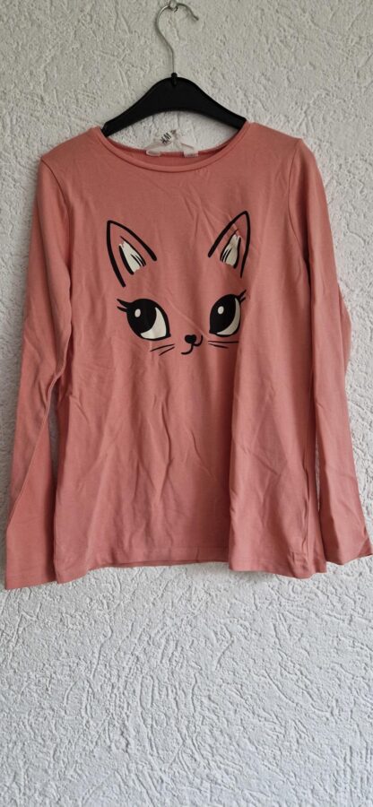 134 140 - H&M shirt roze print (1124natjun)