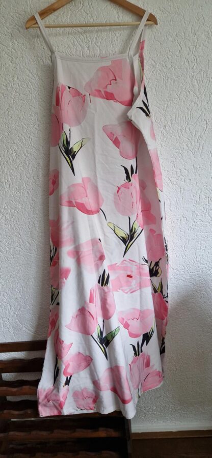 XXL - Jurk in wit met roze (1124natjun)