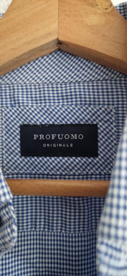 M (39) - Profuomo overhemd blauw wit ruitje (1124jac1) - Afbeelding 4