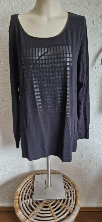 44 - Lecomte shirt zwart print (1224lo1)