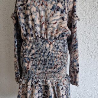 L - Shein jurkje elastiek print pastels (1224kel3)