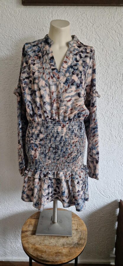 L - Shein jurkje elastiek print pastels (1224kel3)
