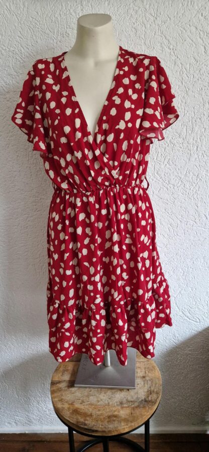 M - Shein jurk rood wit (1224kel3)
