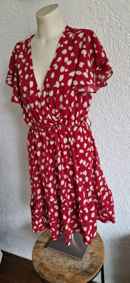 M - Shein jurk rood wit (1224kel3) - Afbeelding 3