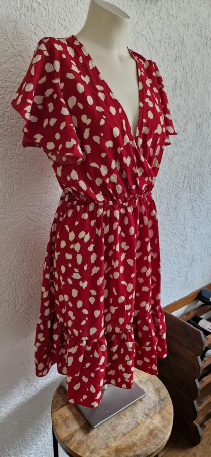 M - Shein jurk rood wit (1224kel3) - Afbeelding 4