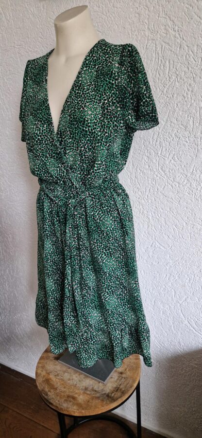 L - Je T'aime jurkje groen zwart printje (1224kel3) - Afbeelding 3