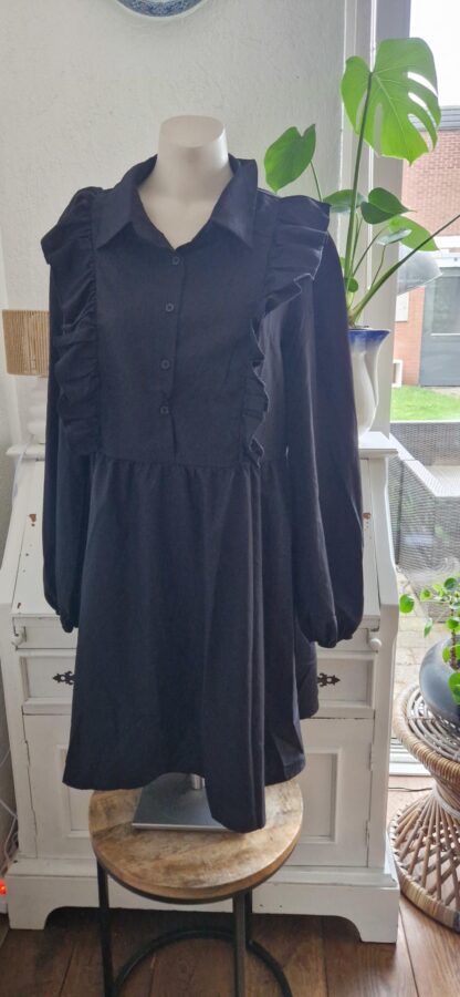 XL - Shein jurk zwart ruche (1224kel3)