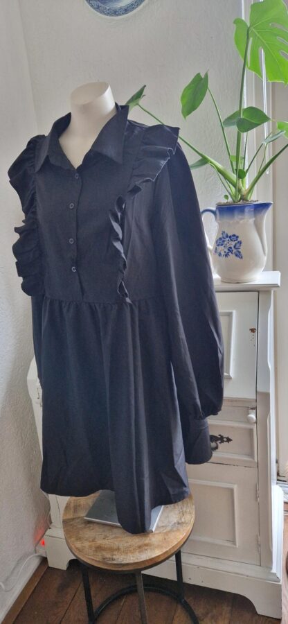 XL - Shein jurk zwart ruche (1224kel3) - Afbeelding 3