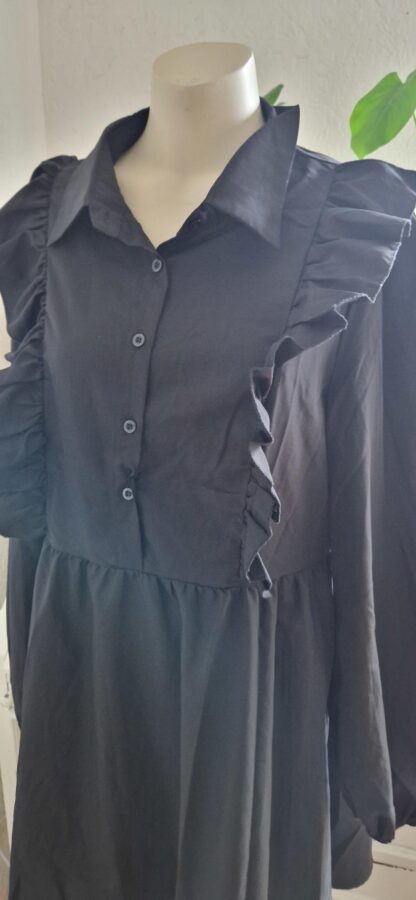 XL - Shein jurk zwart ruche (1224kel3) - Afbeelding 4
