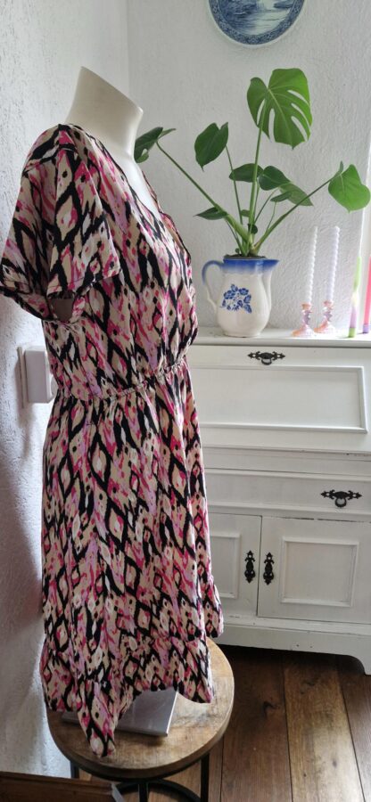 L - True Spirit jurk roze print (1224kel3)