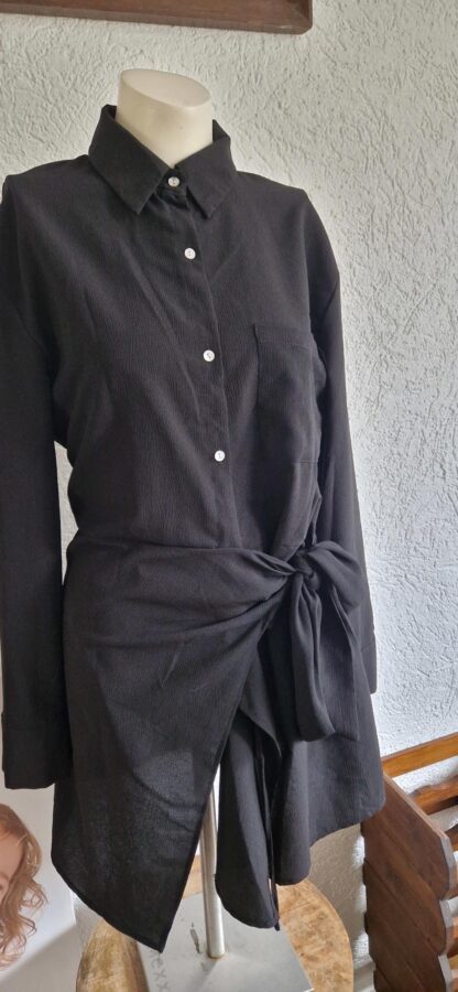 M - Shein jurk zwart ceintuur strik (1224kel3)