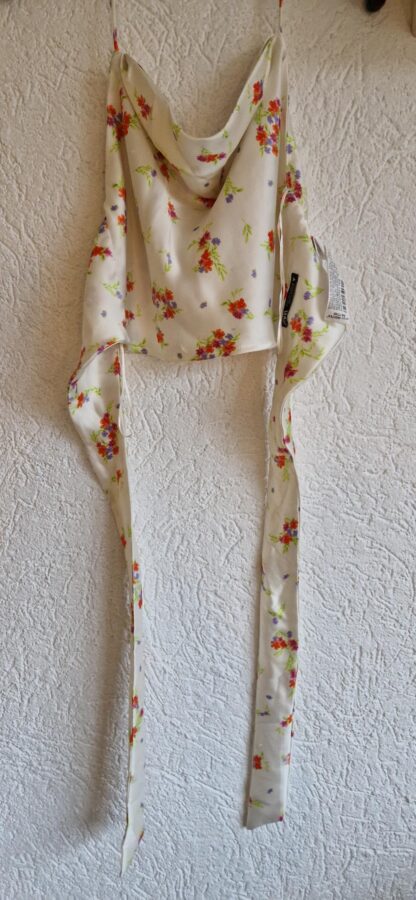 S - Zara top glanzend bloemen (1224did1) - Afbeelding 2