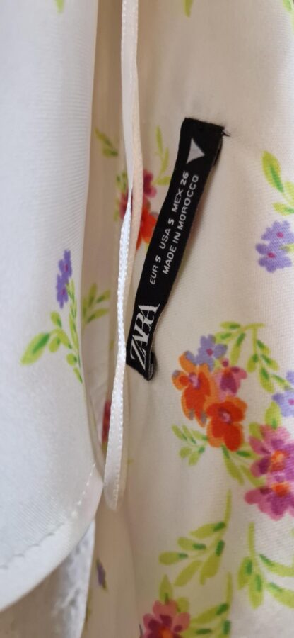 S - Zara top glanzend bloemen (1224did1) - Afbeelding 3