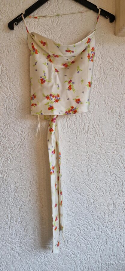 S - Zara top glanzend bloemen (1224did1) - Afbeelding 4