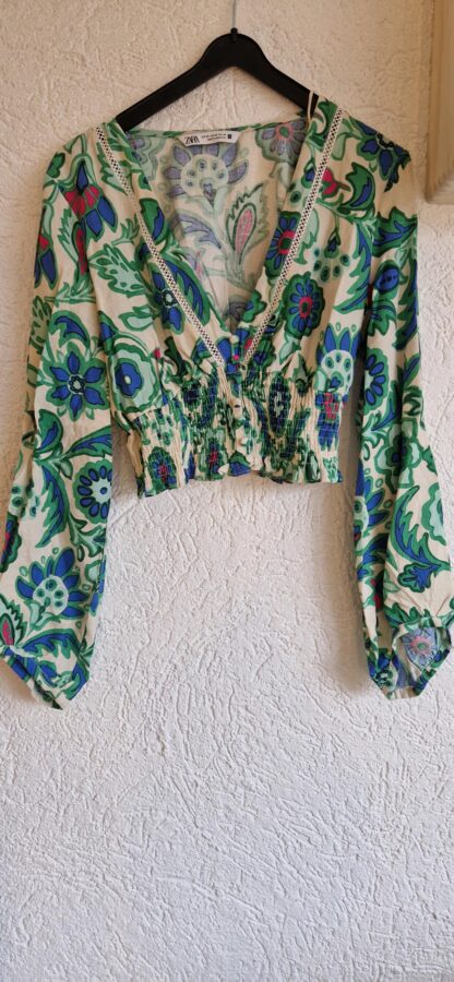 XS - Zara top groen met print (1224did1) - Afbeelding 2