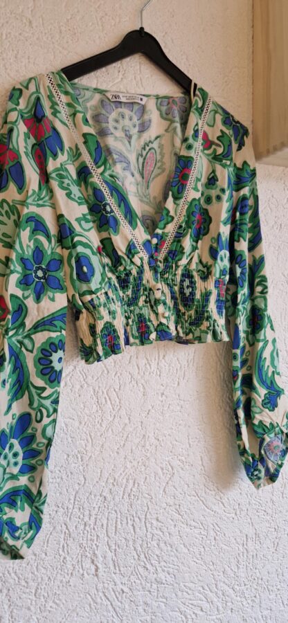 XS - Zara top groen met print (1224did1)
