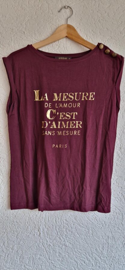 XS - Supertrash ruimer shirt wijnrood goud (1224did2)
