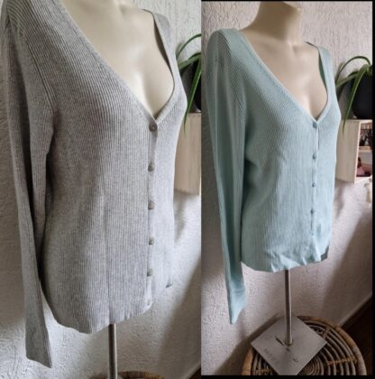 L - Primark 2 vesten mint/grijs (1224lo1)