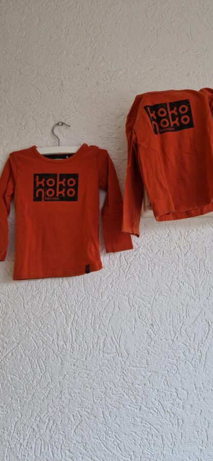 080 86 – Koko Noko shirts tweeling oranje print (1224mixbak)